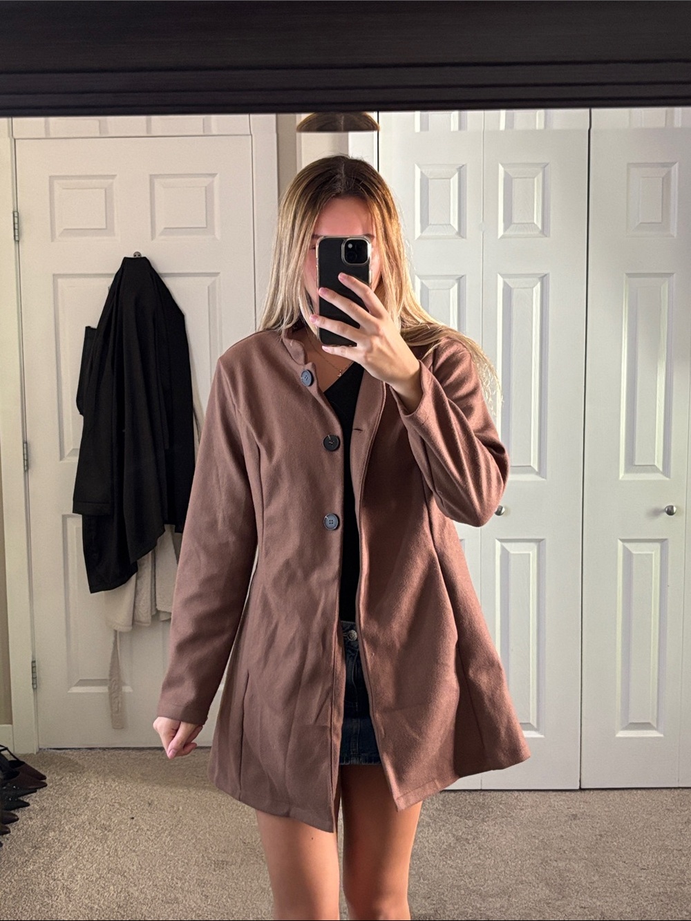 Women's Brown Single-Breasted Coat Jacket